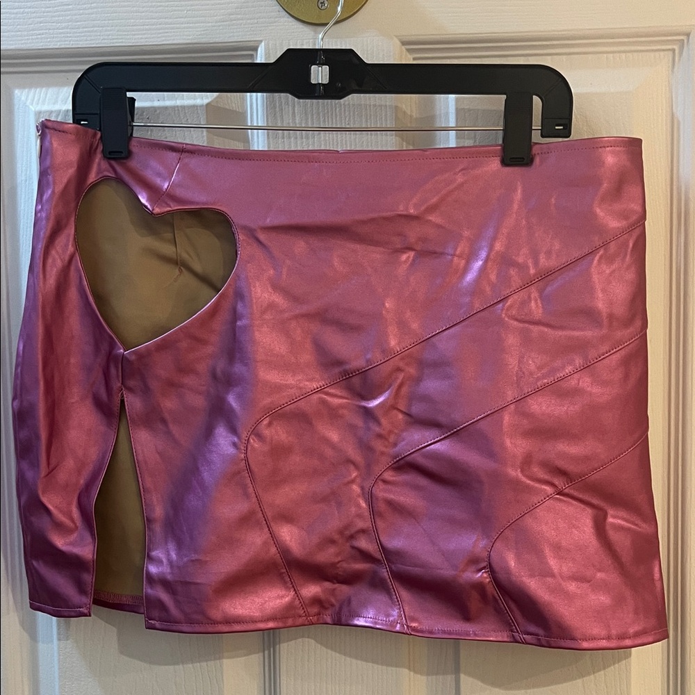 Pink Mini Skirt with Heart Cutout